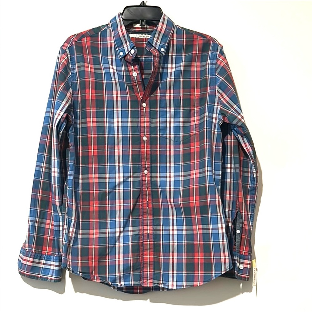 Hawker Rye Slim Size M Men's Red and Blue Plaid Button up Shirt